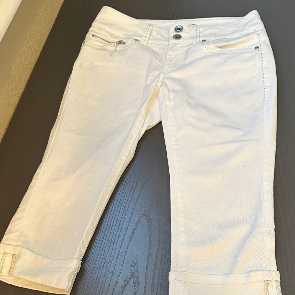 INC International Concepts Women's white Cropped Jeans Regular Fit Size 0 Cuffed